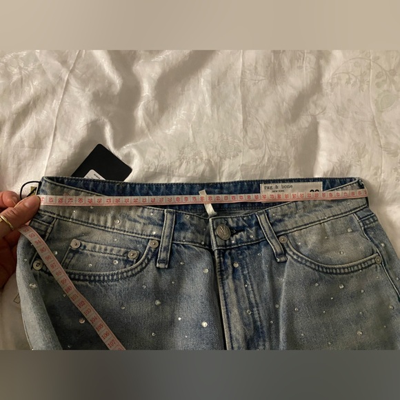 Rag & Bone Logan Bejeweled Wide-Leg Jean in Misty with Jewel Size 28 - Picture 10 of 11